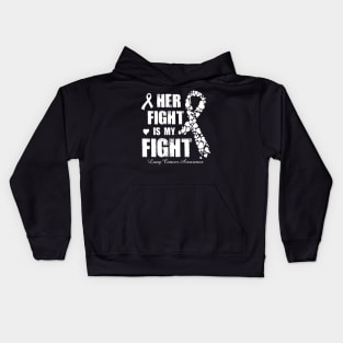 Her Fight Is My Fight Lung Cancer Awareness Retro Ribbon Gift Kids Hoodie